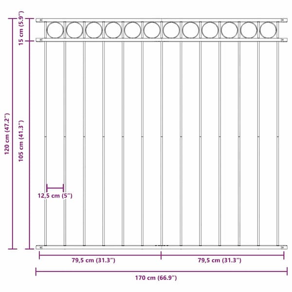 vidaXL Gjerdeelement Assen Hvit 170 x 120 cm Stål
