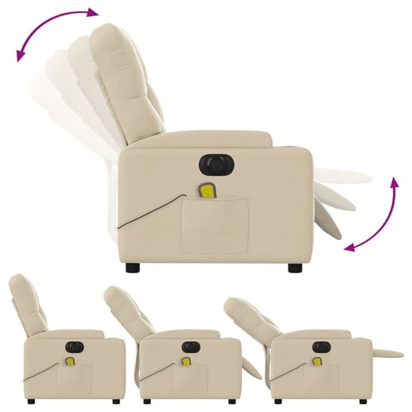 vidaXL Elektrisk massagefåtölj gräddvit tyg