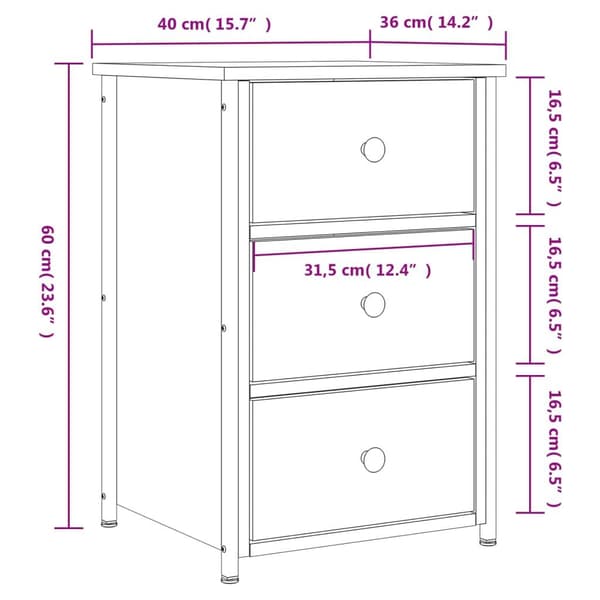 vidaXL Nattbord røkt eik 40x36x60 cm konstruert tre