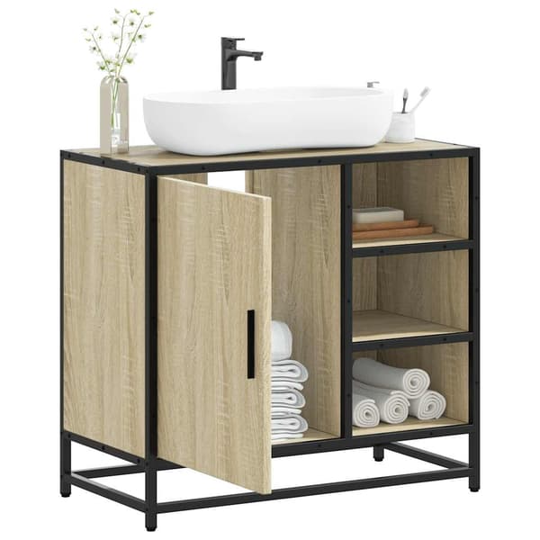 vidaXL Baderomsskap Sonoma eik 65x33x60 cm konstruert tre
