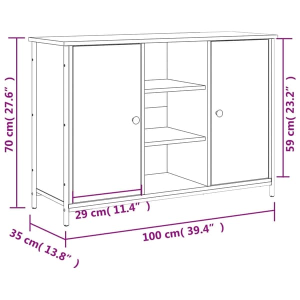 vidaXL Skjenk sonoma eik 100x35x70 cm konstruert tre