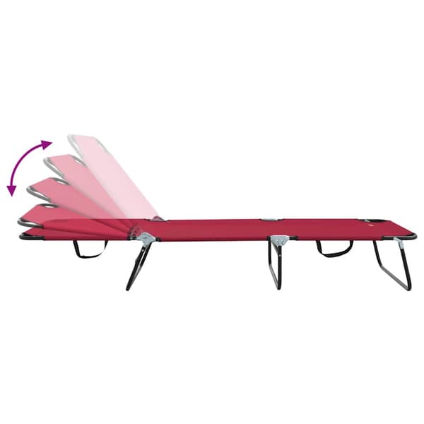 vidaXL Hopfällbar solstol Röd 188 x 57 x 86,5 cm Polyester