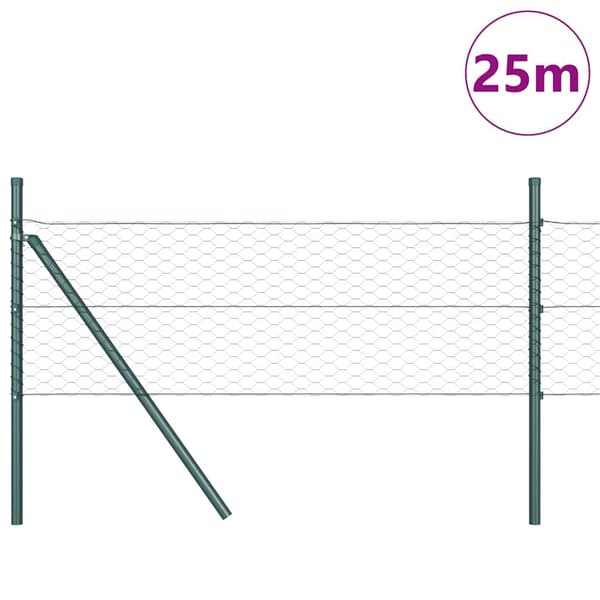 vidaXL Gjerdepåle grønn 25 x 0,5 m (36 mm mesh) Stål