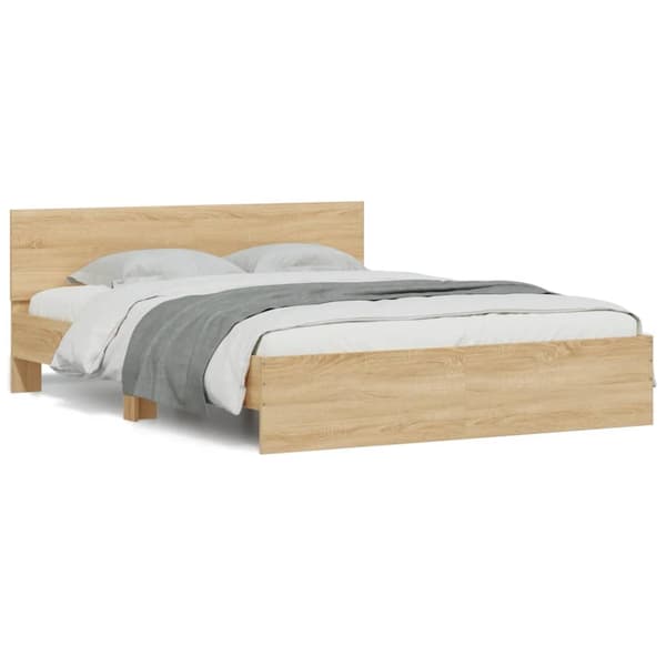 vidaXL Sengeramme med hodegavl sonoma eik 140x190 cm