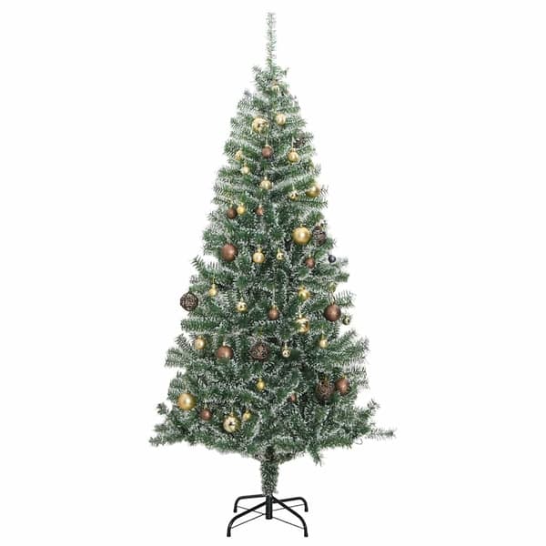 vidaXL Plastgran 300 LEDs&kulor&snö 240 cm