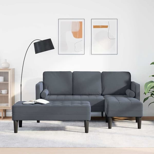 vidaXL Soffset med kudde 2 pcs Mörkgrå Polyester