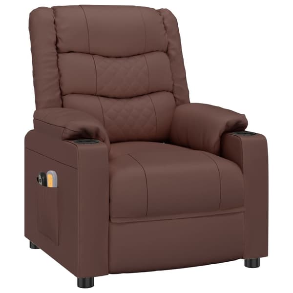 vidaXL Elektrisk massagefåtölj brun konstläder