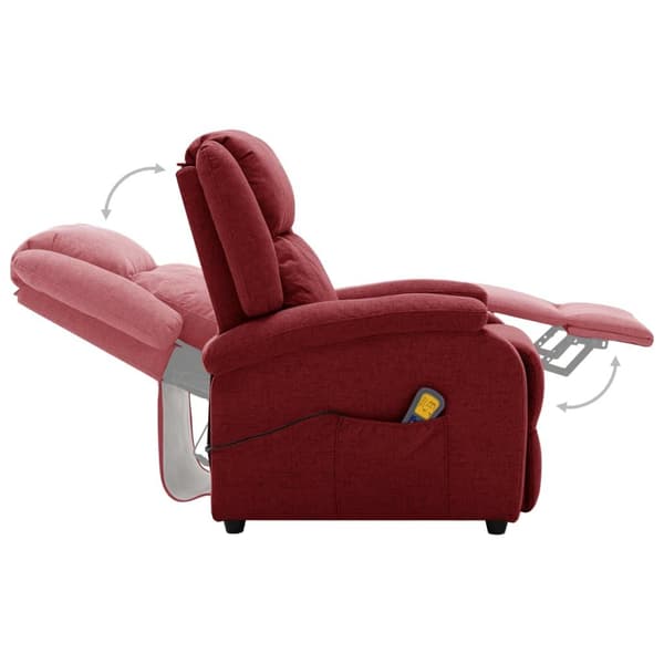 vidaXL Massagefåtölj vinröd tyg