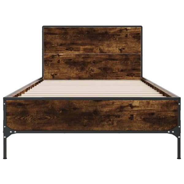 vidaXL Sengeramme røkt eik 90x200 cm konstruert tre og metall