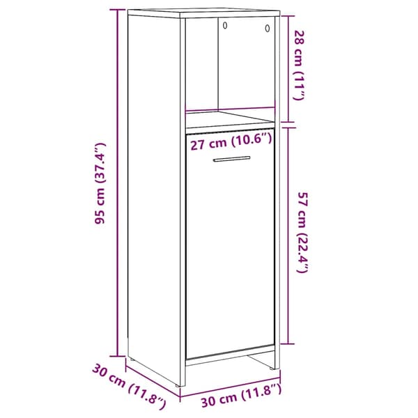 vidaXL Baderomsskap artisan eik 30x30x95 cm konstruert tre