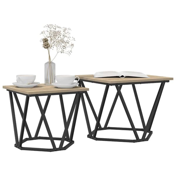 vidaXL Sidebordssett 2 pcs Sonoma eik Konstruksjonsvirke og stål