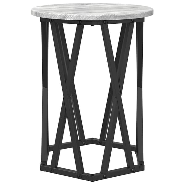 vidaXL Grå sonoma Metallram, träyta Medium Kaffe Bord Rund Modern