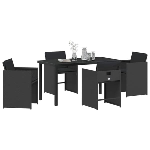 vidaXL Hage Spisegruppe 5 pcs Svart polyrotting