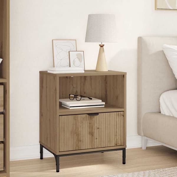 vidaXL Nattbordskap artisan eik 49 x 36 x 61 cm Konstruert tre
