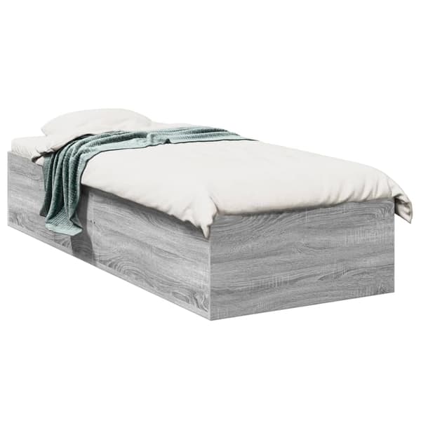 vidaXL Sengeramme grå sonoma 100x200 cm konstruert tre
