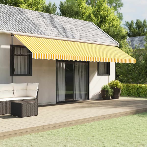 vidaXL Erstatningsstoff for markisekappe gul og hvit stripe 600 cm