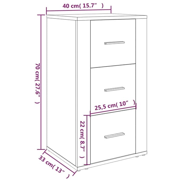 vidaXL Skjenk sonoma eik 40x33x70 cm konstruert tre