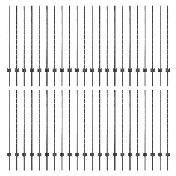 vidaXL Gjerdepåle 44 pcs Grå 160 cm Stål