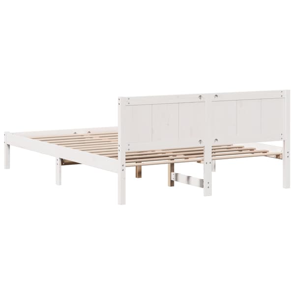 vidaXL Sängram Vit 160 x 200 cm Massivt tallträ