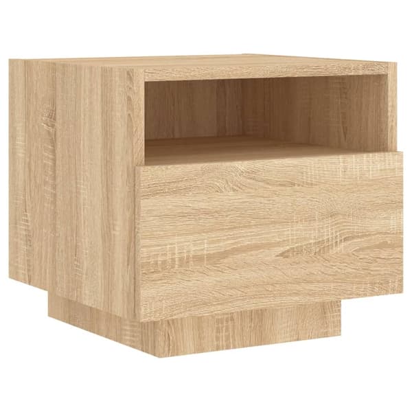 vidaXL Nattbord med LED sonoma eik 40x39x37 cm