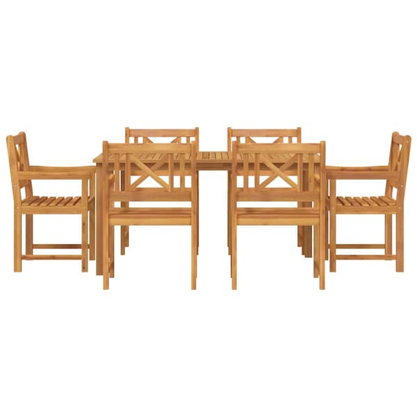 vidaXL Hage Spisegruppe 7 pcs Brun Solid akasietre
