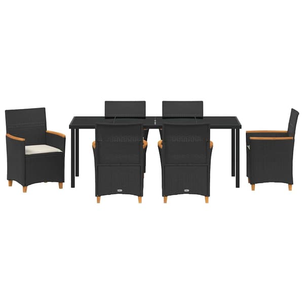 vidaXL Trädgårdsmöbelset 7 pcs Svart konstrotting