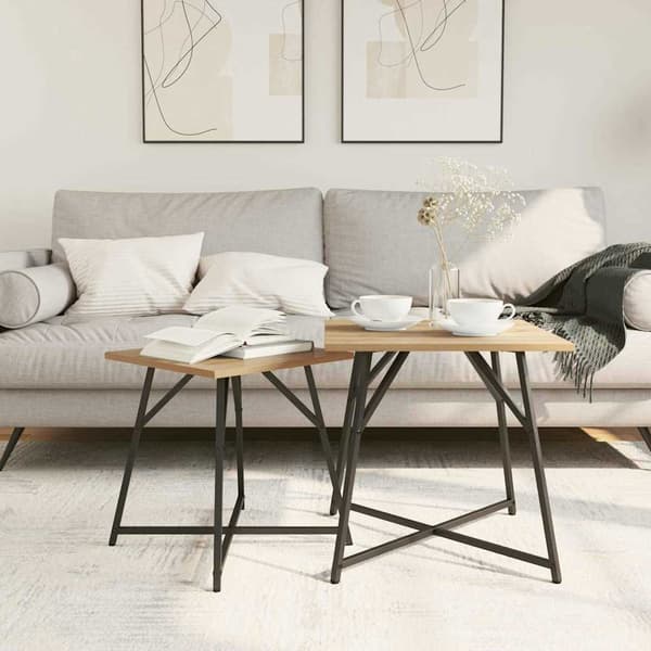 vidaXL Sidobordsset 2 pcs Artisan Ek och Svart