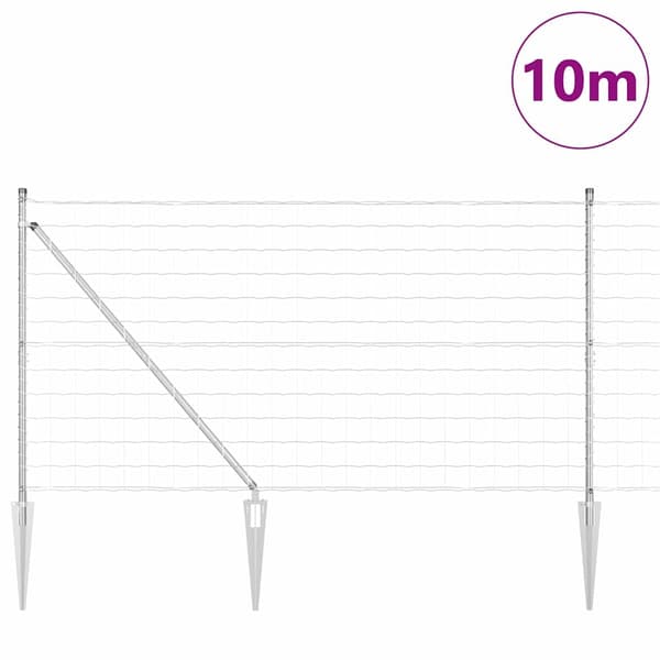 vidaXL Gjerde med stolpe sølv 1,2 x 10 m Stål