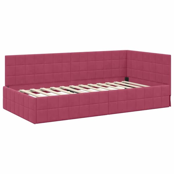 vidaXL Hörnssängram Vinröd 90 x 190 cm Sammet