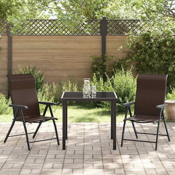 vidaXL Trädgårdsmöbelset 3 pcs Brun Pulverlackerat stål