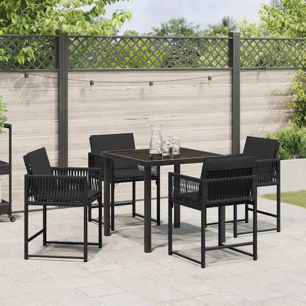 vidaXL Hage Spisegruppe 5 pcs Svart polyrotting