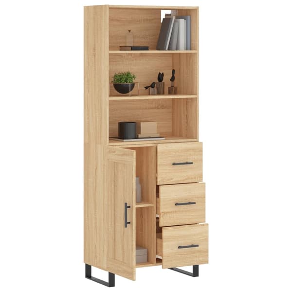 vidaXL Highboard sonoma eik 69,5x34x180 cm konstruert tre