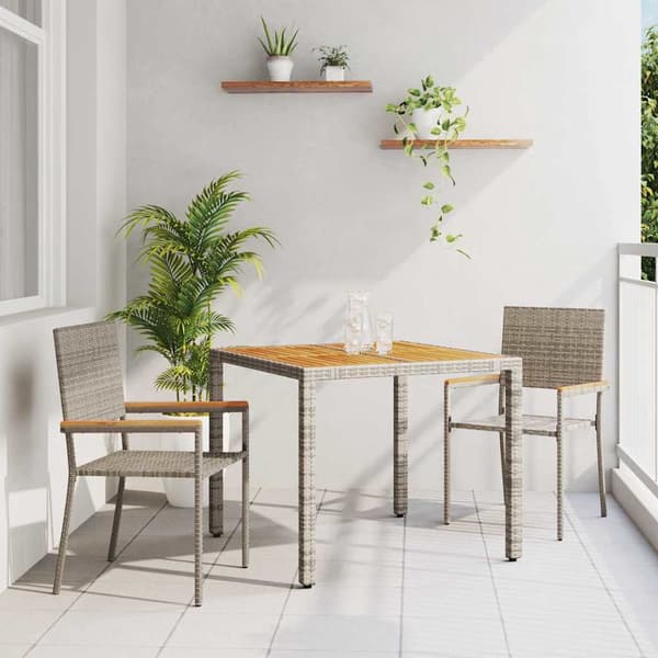 vidaXL Trädgårdsmöbelset 3 pcs Grå konstrotting