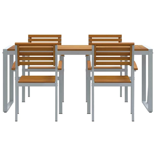 vidaXL Trädgårdsmöbelset 5 pcs Grå Massivt Akaciaträ