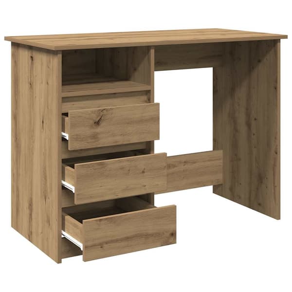 vidaXL Skrivebord artisan eik 102x50x75 cm konstruert tre