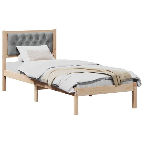 vidaXL Sängram med sänggavel Ljusgrå 90 x 200 cm tyg