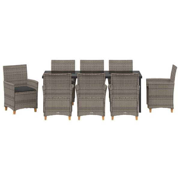 vidaXL Trädgårdsmöbelset 9 pcs Grå konstrotting