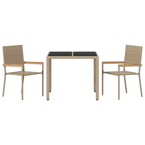 vidaXL Trädgårdsmöbelset 3 pcs Beige konstrotting