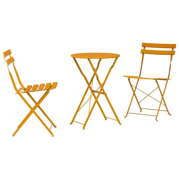 vidaXL Sammenleggbart Bistrosett 3 pcs Sennepsgul Stål