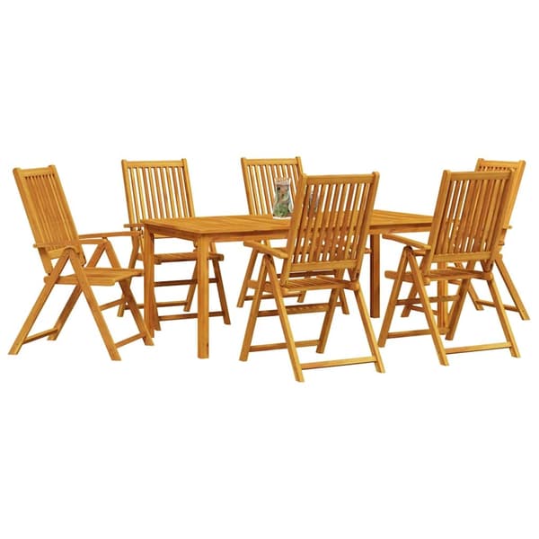 vidaXL Hage Spisegruppe Sammenleggbar 7 pcs Brun Solid akasietre