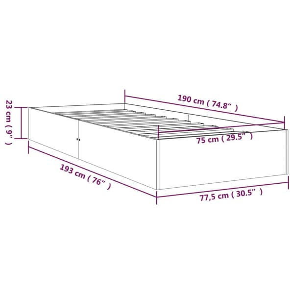 vidaXL Sengeramme heltre 75x190 cm