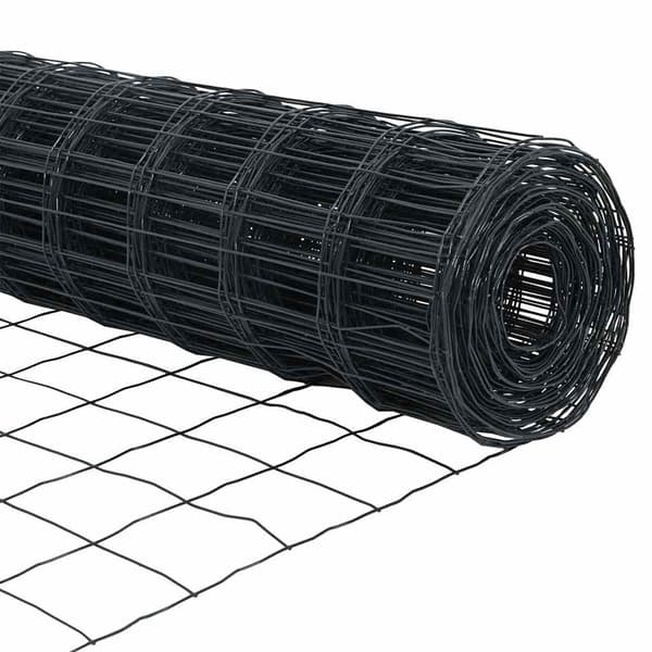 vidaXL Gjerde med stolpe Grå 0,8 x 10 m Stål og PVC