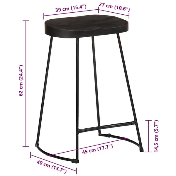 vidaXL Barkrakker 2 stk sort 45x40x62 cm heltre mango