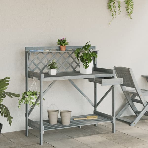 vidaXL Pottebenk med espalier grå heltre gran