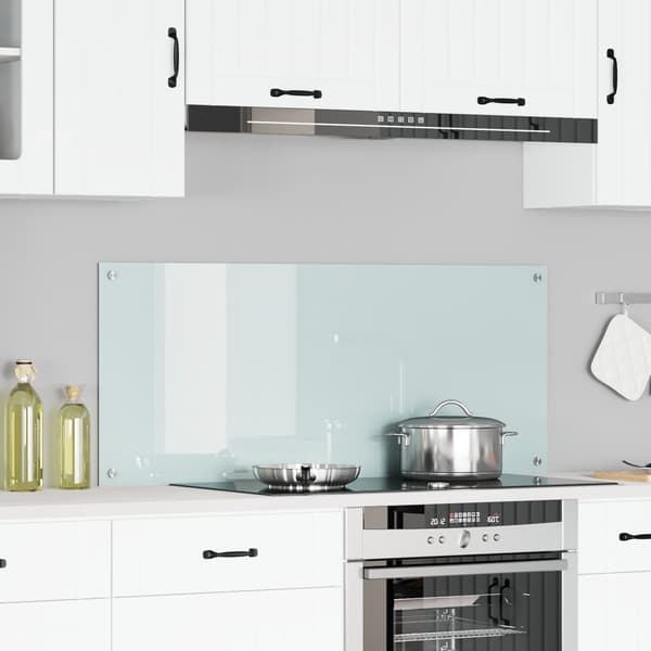 vidaXL Köksskydd Vit 120 x 50 cm härdat glas