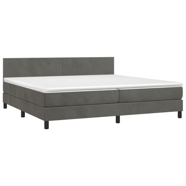 vidaXL Ramsäng med madrass & LED mörkgrå 200x200 cm sammet