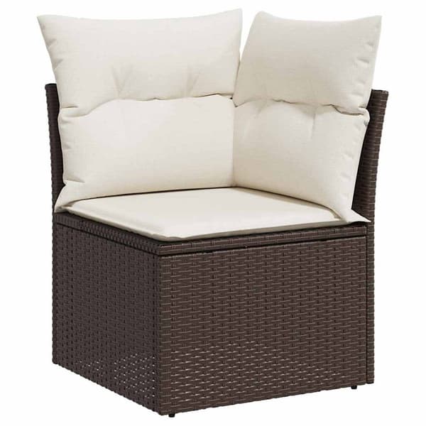 vidaXL Trädgårdsoffset med lagring 5 pcs Brun konstrotting