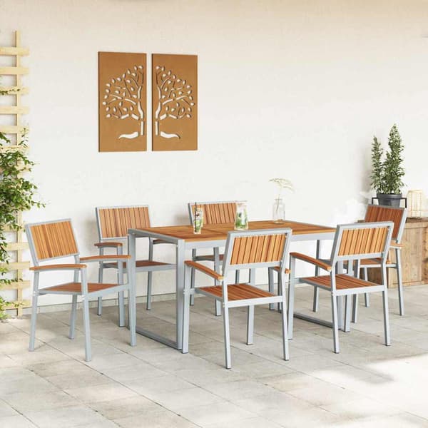 vidaXL Hage Spisegruppe 7 pcs Grå Solid akasietre