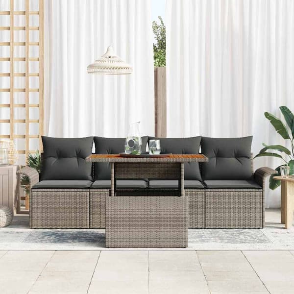 vidaXL Trädgårdsoffset med lagring 5 pcs Grå Poly rattan