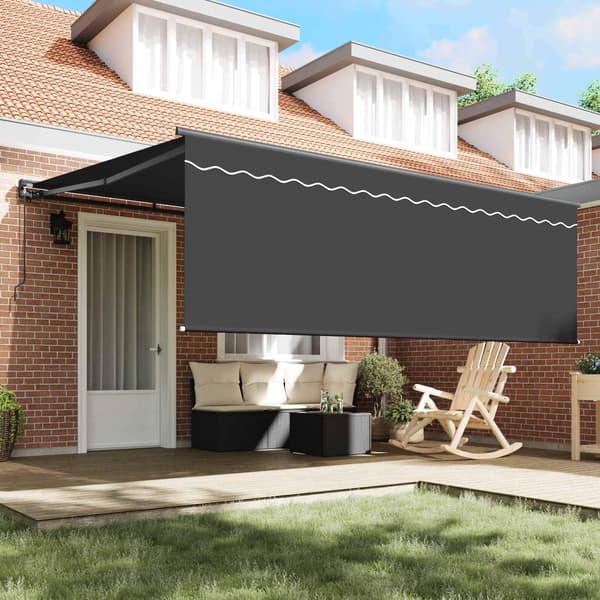 vidaXL Utfällbar markis Antracit 400 × 300 cm Polyester och aluminium
